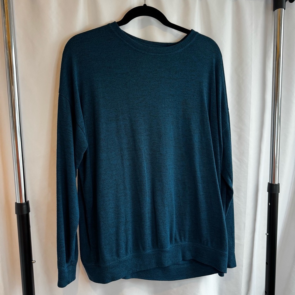 Athleta Mindful Pullover Women’s Deep Blue Teal Crewneck Sweater